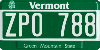 VT license plate ZPO788