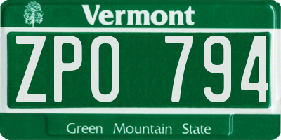 VT license plate ZPO794