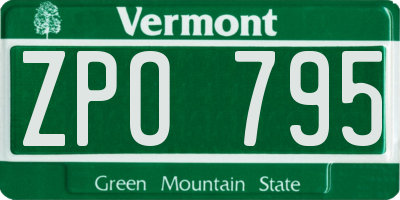 VT license plate ZPO795