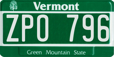 VT license plate ZPO796