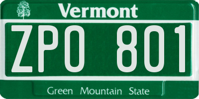 VT license plate ZPO801