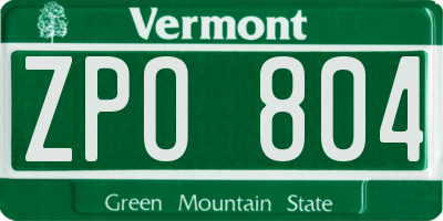VT license plate ZPO804