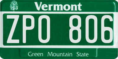 VT license plate ZPO806
