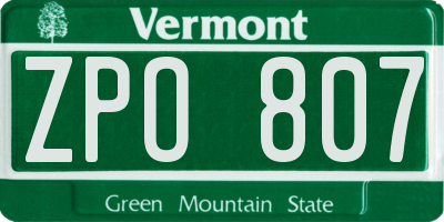 VT license plate ZPO807