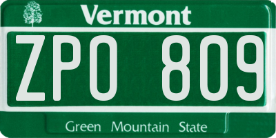 VT license plate ZPO809