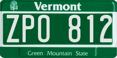 VT license plate ZPO812