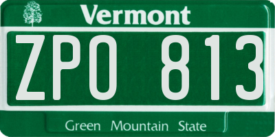 VT license plate ZPO813