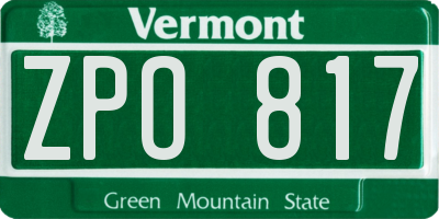 VT license plate ZPO817