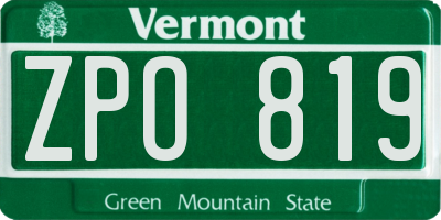 VT license plate ZPO819