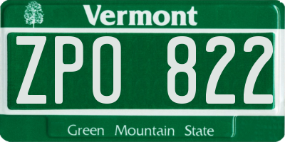 VT license plate ZPO822