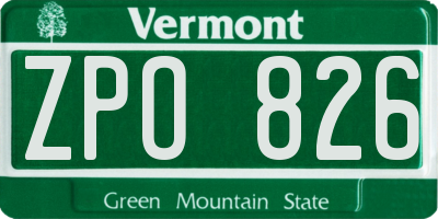 VT license plate ZPO826