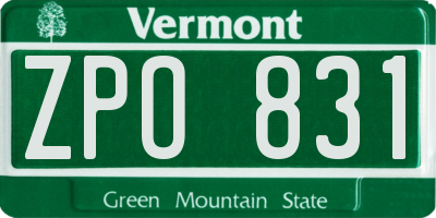 VT license plate ZPO831