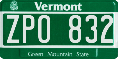 VT license plate ZPO832