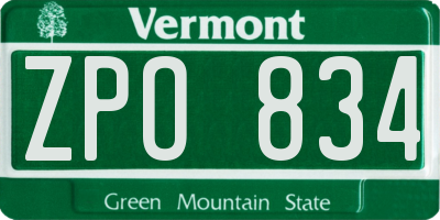 VT license plate ZPO834