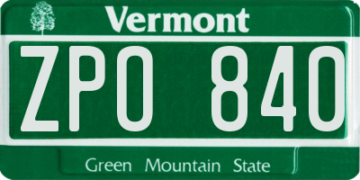 VT license plate ZPO840