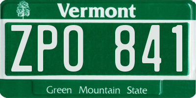 VT license plate ZPO841
