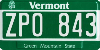 VT license plate ZPO843