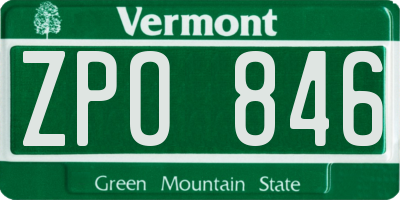 VT license plate ZPO846