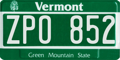 VT license plate ZPO852