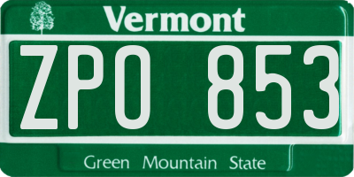 VT license plate ZPO853