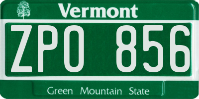 VT license plate ZPO856