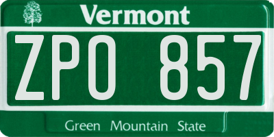 VT license plate ZPO857