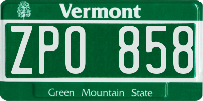 VT license plate ZPO858