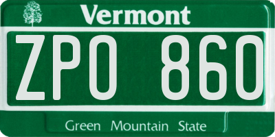 VT license plate ZPO860