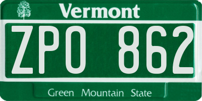 VT license plate ZPO862