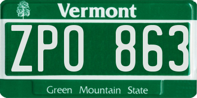 VT license plate ZPO863