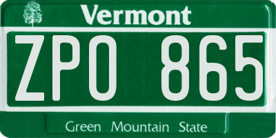 VT license plate ZPO865