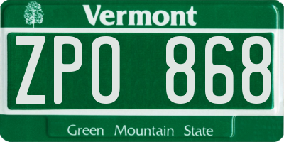 VT license plate ZPO868