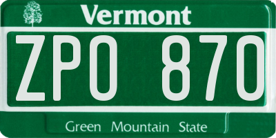 VT license plate ZPO870