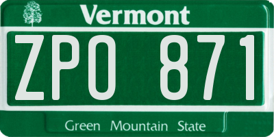 VT license plate ZPO871