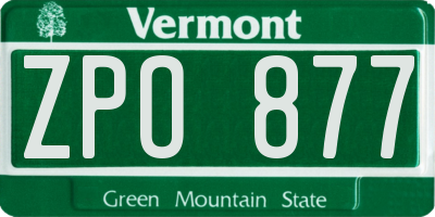 VT license plate ZPO877