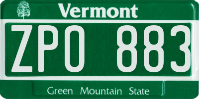 VT license plate ZPO883