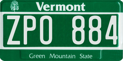 VT license plate ZPO884