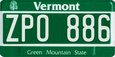 VT license plate ZPO886