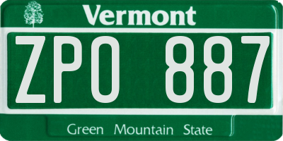 VT license plate ZPO887