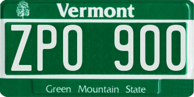 VT license plate ZPO900