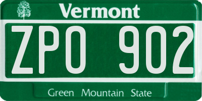 VT license plate ZPO902