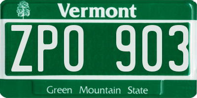 VT license plate ZPO903