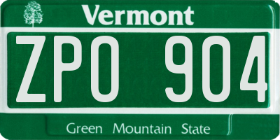 VT license plate ZPO904