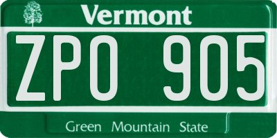 VT license plate ZPO905