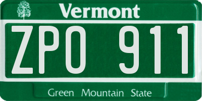 VT license plate ZPO911