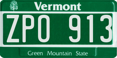 VT license plate ZPO913