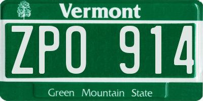 VT license plate ZPO914
