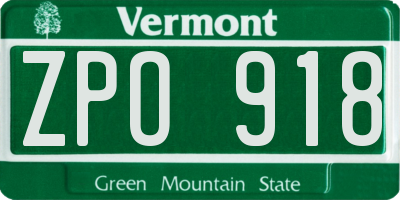 VT license plate ZPO918