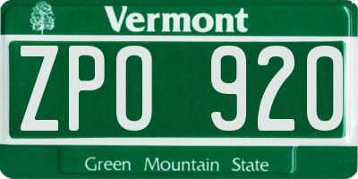 VT license plate ZPO920