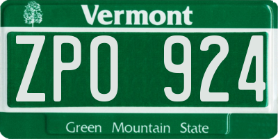 VT license plate ZPO924